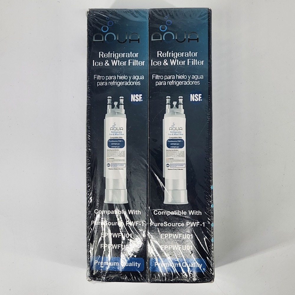 Aqua Refrigerator Ice & Water Filter 2 Pack PWF-1 EPPWFU01‎ FPPWFU01 Frigidaire